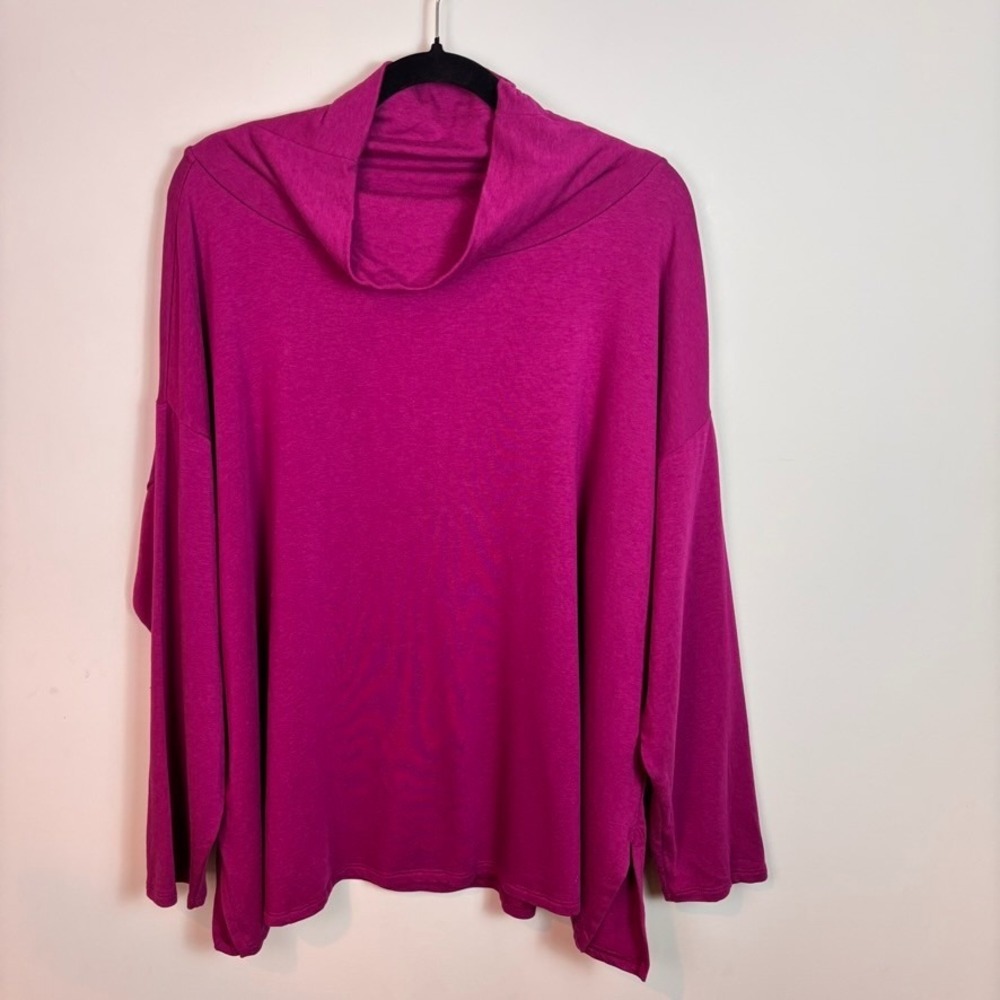 Eileen Fisher Womens Fuschia Cotton Blend Long Sleeve Turtleneck sz 1X Stretch